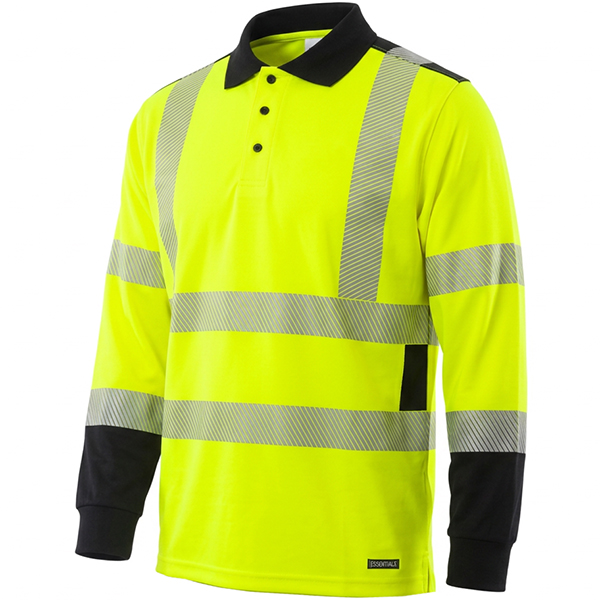 Issa Polo Manica Lunga Alta visibilita' Raylong Giallo FLUO/NERO - ISSA LINE